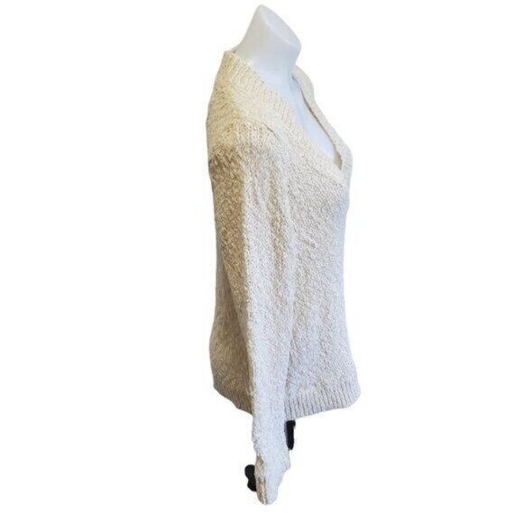Chico's Romeo Cream Gold Sparkle Cozy Sweater V-Neck Size 2 /L 12 New With Tag - Picture 3 of 7